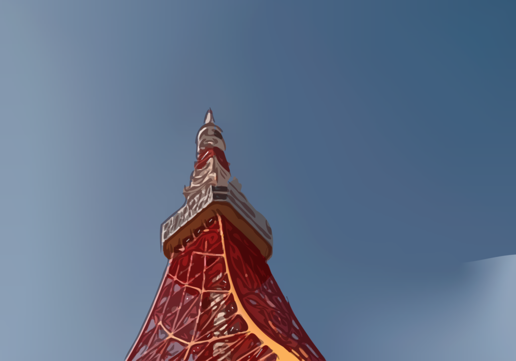 東京タワーに近づく、はっちーとOriHimeの中の人達